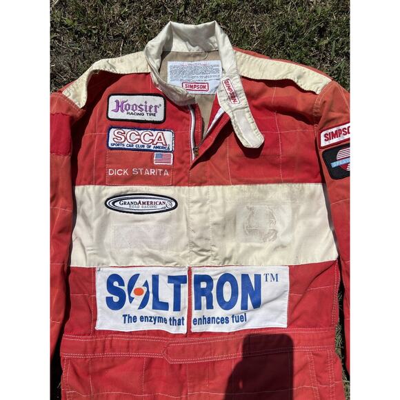 VTG 70’s Simpson Fire Retardant Racing Suit Race Driver Dick Starita Red - Picture 6 of 12